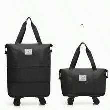 1 buah Tas Penyimpanan Perjalanan Lipat Kapasitas Besar, Terbuat dari Bahan Nilon Tahan Lama, Hitam, Merah Muda, Abu-abu, Biru, Desain Portabel Multifungsi dengan Roda, Cocok untuk Perjalanan Luar Ruangan, Memenuhi Persyaratan Ukuran Rak Bagasi Kabin Pesawat. - A - View 8