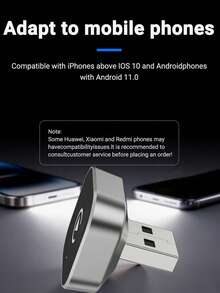 XUDA 2026 新款 2-in-1 無線 CarPlay / Android Auto 超迷你轉接器，2.4-5.0 GHz WiFi6 車載轉換器，有線轉無線，快速自動連接智能盒，無延遲，緊湊設計，時尚便攜，小巧精緻，附 USB/USB-C 接口，無電池 - B - 查看 5