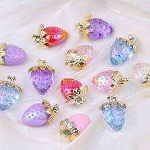 5pcs Cute Multicolor Strawberry Acrylic Pendant Handmade DIY Jewelry Pendant Material Necklace Bracelet Accessories - Acrylic Strawberry Pendant - View 6