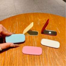 1pc Faux Leather Texture Foldable Makeup Mirror Phone Stand, Fashion Adhesive Back Mirror, Horizontal And Vertical Dual-Use - Multicolor - View 4