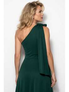 Long Party Dress With Lace, Lined Cups, Comfortable, Elegant, Simple - Dark Green - View 5