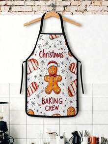 2件組聖誕廚房圍裙，薑餅人雪人冬季村莊印花可調節式圍兜圍裙，Merry Christmas Baking Crew 防水圍裙，適用烹飪烘焙、節日居家廚房裝飾 - 彩色 - 查看 6