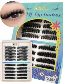 SHIDISHANGPIN 180pcs/Box Dense Voluminous Curl Eyelash Clusters 8-16mm Fluffy Multi-Layer D Curl DIY Lash Extensions Lightweight Comfortable Eye-Enhancing Suitable For Women's Daily And Glamorous Makeup Occasions - D - View 1