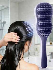 1pc Wet & Dry Anti-Tangle Hair Brush With Scalp Massage Function And Non-Slip Handle, Gentle Detangling And Hair Care Tool Suitable For Curly, Straight, Thick And Fine Hair, Styling Tool | Portable, Suitable For Daily And Travel Use, Makes Hair Smooth And Shiny, Home Decor - Multicolor - View 1