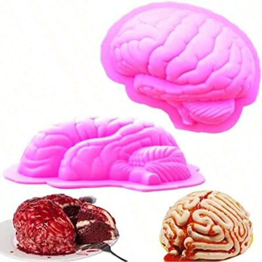 萬聖節大腦造型殭屍矽膠模具,適用蛋糕、糖果、手工皂、布丁、巧克力模具裝飾 - 彩色 - 查看 1