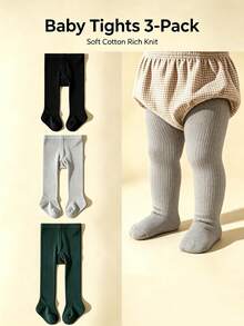 3 Pairs Baby Infant Girls Socks Tights Solid Color Versatile Leggings - Multicolor - View 8