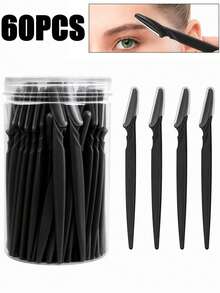 60/30/12/6/3/1pc Eyebrow Trimmer And Razor, Exfoliating Shaving Tool, Body Hair Removal Trimmer And Facial And Set, Long Handle Blade With Precision Protective Cover, Women's Eyebrow Shaping Tool, Suitable For Daily Or Travel Use., Face Razor - Multicolor - View 9