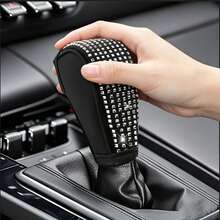 Shiny Rhinestone Car Gear Shift Lever Cover, Sparkling Crystal Diamond Gear Shift Lever Cover, Soft PU Leather Gear Shift Lever Cover, Universal Fit, Fashionable Women's Car Interior Accessory - Multicolor - View 7
