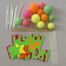 Neon Cake Decorations - UV Activated Glow-In-The-Dark Decorations For Birthdays, New Year, Carnivals, Weddings, Parties And More - Multicolor - View 10