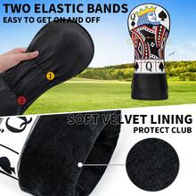 1PC Spade Q Card Printed Golf Club Head Covers, PU Material With Soft Inner Lining, Compatible With Driver, Fairway Wood & Hybrid Clubs, Stylish Wear-Resistant Unisex Golf Accessories, All-Around Protection For Golf Clubs - Multicolor - View 3