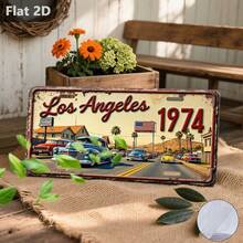 2D Flat, 1pc, Outdoor Sign & Wall Decor, Los Angeles Vintage Car, Nostalgic Home Decoration, License Plate Style, Vacation City Sign, Great Gift For Friends & Family, Suitable For Cafe, Garage, Garden, (Random Style) - A - View 6