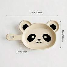 1pc Cute Panda Shaped Ceramic Plate With Handle, Cartoon Animal Baking Dish, Breakfast Small Serving Tray For Desserts, Snacks, Nuts, And Fruits, Creative Animal Shaped Kitchen Tableware - Multicolor - View 3