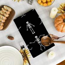 2/4/48pcs Halloween Series Dancing Skeleton Pattern Printed Kitchen Towels - Ultra Soft, Highly Absorbent Polyester Dishcloths And Hand Towels, Perfect For Holiday Decor, Kitchen Decor, Party Decor - Multicolor - View 11