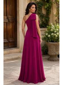 Long Party Dress With Lace, Lined Cups, Comfortable, Elegant, Simple - Rose Red - View 4