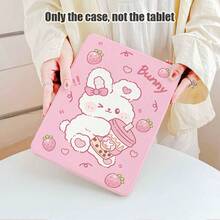 White Rabbit, Strawberry, Milk Tea Pattern Painted Effect Tablet Protective Case, Built-In Pen Slot, With Stand, Suitable For Honor 8/9/10/X8/X8A/X9/X8Pro/X9Pro And Other Models/ MatePad Se 11 Inch/MatePad 11 Inch/11.5 Inch, MatePad Pro Apple 10th/11th Generation 2025 (A16), Galaxy Tab A7/A9 And Other Popular Models - Multicolor - View 8
