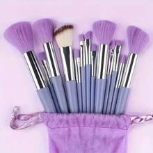 17pcs Makeup Brush Set, Includes 13 Purple Makeup Brushes + 4 Triangle Powder Puffs, Suitable For Face Concealer, Blush, Foundation, Eyeshadow And Lip Makeup Tools & Gift For Holidays - Multiple Styles - View 9