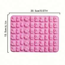 Large Capacity 60-Cavity Mini Animal Pink Silicone Chocolate Mold, Easy Release High Temperature Resistant Cartoon Animal Gummy Mold, Multi-Cavity Bear Lion Silicone Baking Mold Suitable For Homemade Candy, Pudding, Handmade Scented Candles, Home Baking Essential - Multicolor - View 13