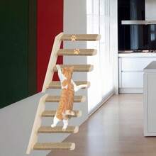 1pc Wall-Mounted Cat Climbing Frame With Perch, Cat Hammock, Cat Ladder, Cat Scratching Post, Indoor Cat Wall Shelves For Playing, Climbing And Resting - Apricot - View 2