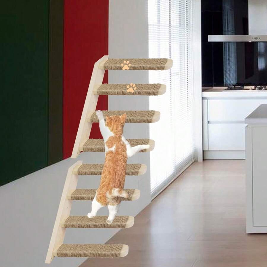 1pc Wall-Mounted Cat Climbing Frame With Perch, Cat Hammock, Cat Ladder, Cat Scratching Post, Indoor Cat Wall Shelves For Playing, Climbing And Resting