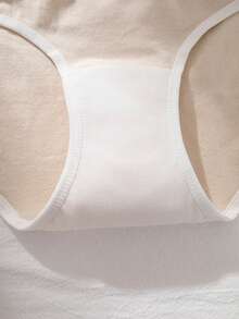 4 Peças Conjunto de Lingerie Feminina de Algodão Macio e Confortável, Estilo Retrô Universitário, Calcinha Sem Costura Cintura Média, Shorts Esportivos, Conjunto de Lingerie na Cor Nude - Multicolorido - Visão 10