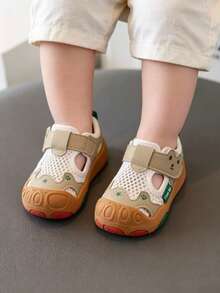 1 Pair Baby Functional Walking Shoes, Spring/Autumn Breathable New Soft Sole Anti-Slip Sports Shoes - Khaki - View 1