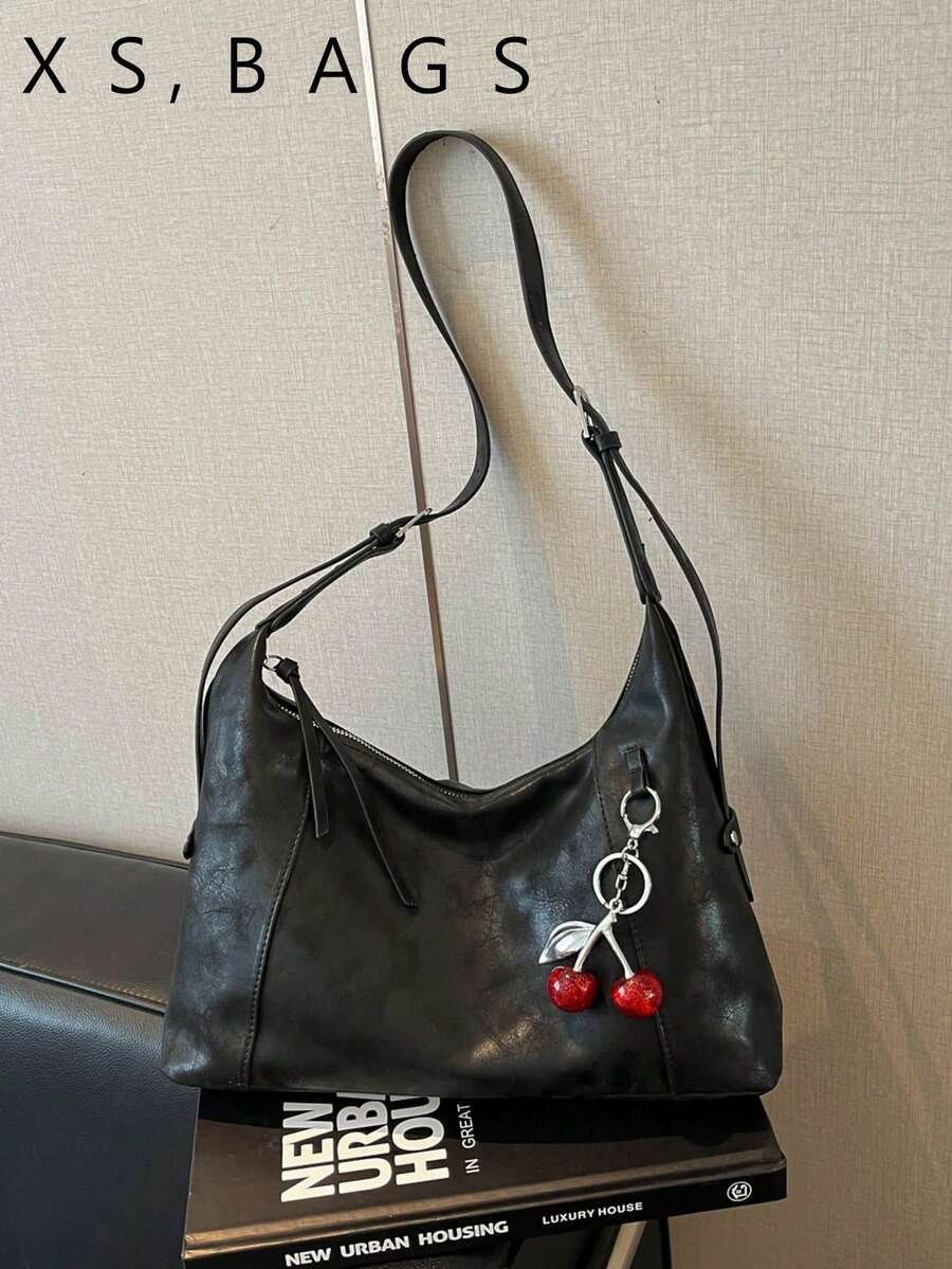 Bolsa Dumpling Niche 2026 Nova Bolsa de Ombro Casual Feminina Grande Capacidade Bolsa Premium de Axila - Preto - Visão 1