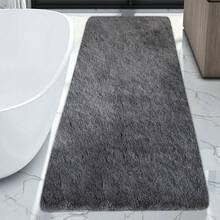 EDIMENS Long Hallway Runner Rug 80x300, High Pile Bathroom Rug Non-Slip, Fluffy Washable Kitchen Rug Bath Mat, Rugs For Bedroom Bed Runner Hallway Living Room - 深灰色 - 查看 6