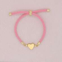 1 buah Gelang Manik-Manik Hati Kustom yang Dipersonalisasi, Gelang Hati Modis dengan Tali yang Dapat Diatur, Aksesori Tangan Kepang Keberuntungan, Tali Katun Warna Emas, Grosir - MultiWarna - View 9