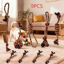 1/4/5/6/7/9PCS Pet Rope Chew Toy - Suitable For Small, Medium And Large Dogs. This Interactive Tooth-Cleaning Toy Features A Durable Textured Surface And A Sturdy Structure. Perfect For Active Pets. - Beige - View 17