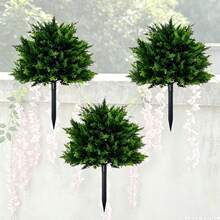 1pc Artificial Green Cypress Tree, Green Faux Plant, Durable Weather-Resistant Plastic Artificial Plant, Suitable For Outdoor Wedding And Porch Decor, With Ground Stake - A - View 5