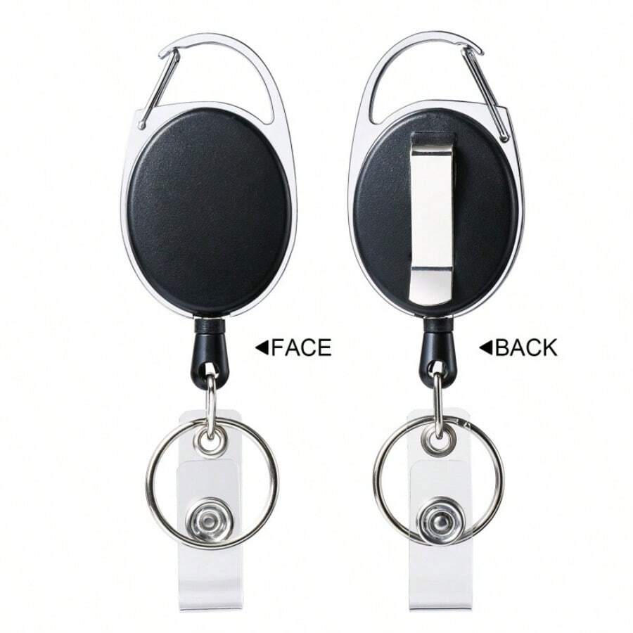 Gantungan Kunci Lanyard Logam Paduan Seng yang Dapat Ditarik dengan Klip dan Tempat Lencana Kulit PU yang Dapat Disesuaikan, Cocok untuk Kartu Identitas Kerja, Kartu Kredit, Kartu Akses, Desain Oval Anti-Hilang, Tempat Lencana yang Dapat Ditarik, Perlengkapan Penting untuk Kembali ke Sekolah - A - View 1