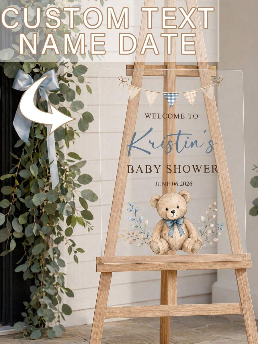 Custom Acrylic Welcome Sign 1pc, Engravable Name/Text/Date - Transparent Material, Suitable For Home Entrance Decor, Office, Display - Commemoration, Graduation - Multicolor - View 1