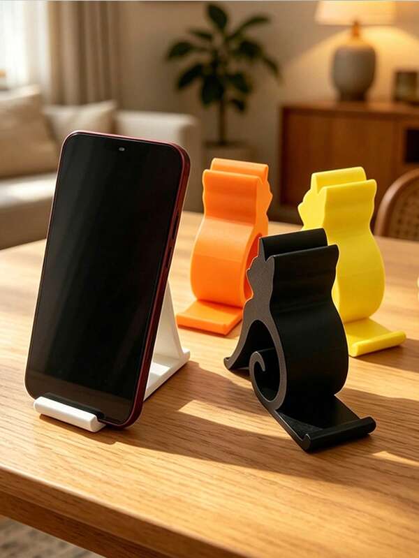 1PC New Cute Cat Shaped Plastic Phone Stand, Universal Desktop Phone Accessory, Suitable For All Smartphones, Hands-Free Slouchy Design, Supports Dorm Live Streaming And Movie Watching, For: Birthday/Christmas/Back To School/New Year Gifts