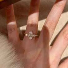 Light Luxury Korean Style Cross Horse Eye Zirconia Ring, Star Design, 18K Gold Plated, Adjustable Women's Finger Ring - Gold - View 5