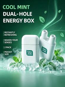 Inhaler Aromaterapi Cool Mint, Batang Energi Portabel Dua Lubang untuk Meningkatkan Fokus, Diffuser Saku Minyak Esensial Peppermint yang Menyegarkan Secara Instan - Putih - View 2