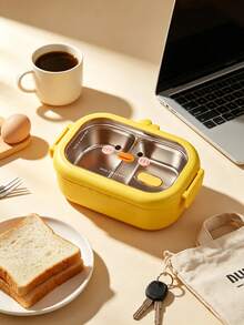 2-Compartment Stainless Steel Bento Lunch Box, Cute Little Duck Leak-Proof Student Lunch Box, Portable Girls Lunch Box, Student Office Picnic Food Storage Box - Multicolor - View 2