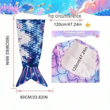 可穿戴美人魚尾毯，星空深藍紫色漸層魚鱗星星圖案法蘭絨披毯，超柔軟舒適四季通用美人魚風格披肩，夢幻生日聖誕情人禮物 - 彩色 - 查看 9