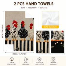 2pcs Vintage Chick Print Kitchen Towels, Farmhouse Style Animal Pattern Hand Towels, Absorbent Soft Dish Cloths, Kitchen Bathroom Home Decor, 4/6/8 Pack - Multicolor - View 5