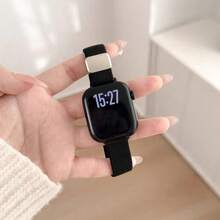 1件彈性尼龍錶帶，適用於 女性運動風，38mm 40mm 41mm 42mm 44mm 45mm 46mm 49mm - 黑色 - 查看 6