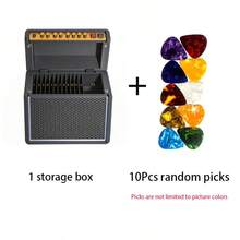 1pc Black 3D Printed Ukulele Guitar Pick Storage Box, Desktop Ornament Bass Accessory, Vintage Guitar Amp Pick Holder, Flip-Top Quick Storage Design, Guitarist Dedicated Pick Organizer - Multicolor - View 11