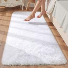 EDIMENS Long Hallway Runner Rug 80x300, High Pile Bathroom Rug Non-Slip, Fluffy Washable Kitchen Rug Bath Mat, Rugs For Bedroom Bed Runner Hallway Living Room - 白色 - 查看 7