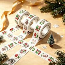 500pcs/Roll Christmas Round Roll Stickers, Holiday Gift Sealing Labels, Self-Adhesive Vinyl Labels, Suitable For Planner, Scrapbook And DIY Decoration - Multicolor - View 2
