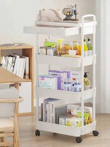Highly Attractive, Universal Wheel Practical Plastic Cart, Storage Rack, Kitchen Organizer, With Handle, Multi-Functional, Movable, Storage Trolley, Suitable For Office Storage, Living Room Storage, Kitchen Storage, Bathroom Storage, Snack And Toy Organizer, Movable Storage Rack With Wheels, Perfect For Home Storage And Office Storage, Holiday Gift, Children's Gift - Multicolor - View 10