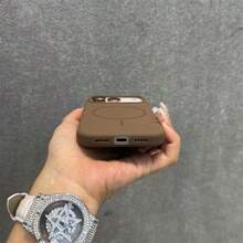 奢華矽膠磁吸無線充電卡夾手機殼，適用於 iPhone 18 17 Pro Max 17 Pro 17 16 15 14 13 12 11 Pro Max 16 15 14 Plus，磁吸背蓋 - 棕色 - 查看 2