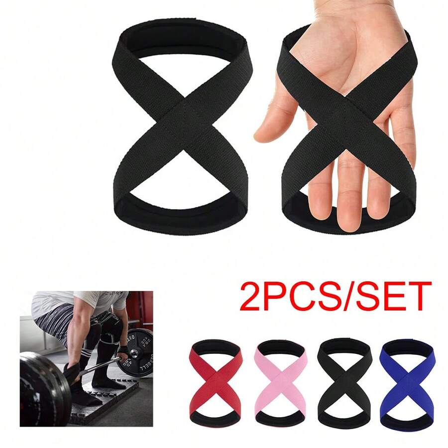 2 Buah Tali Pengikat Pergelangan Tangan Berbantalan Bentuk Angka 8 untuk Angkat Beban (Deadlift), Angkat Beban, Latihan Angkat Berat, Pull-Up, Palang Horizontal, Gym, dan Kebugaran - MultiWarna - View 1