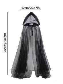 4-Piece Halloween Witch Costume Set With Cape, Gown, Gothic Gloves, Headpiece, Mask And Gloves, Suitable For Party, Cosplay, Role Play - Multicolor - View 10