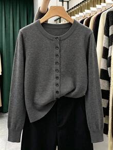 GIGOGOU Autumn/Winter Fashion Women's Knit Casual Cardigan, Soft & Comfortable Long Sleeve Sweater Jacket - Grey - View 8