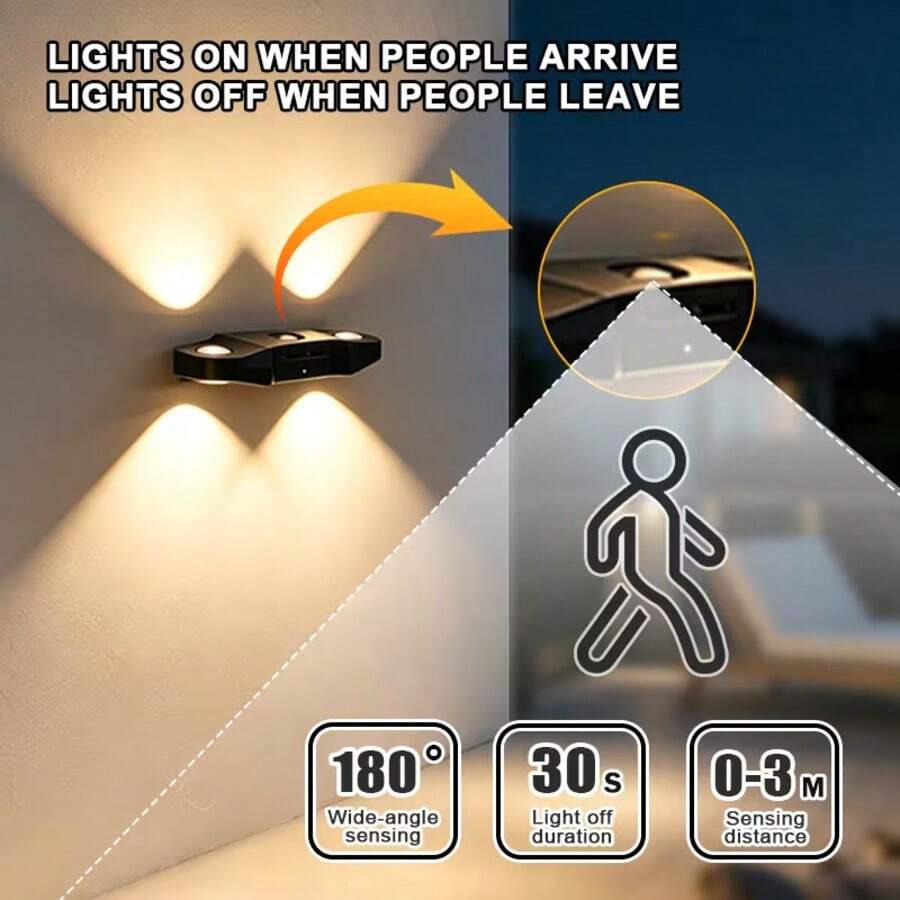 1pc 3-Color/RGB Multi-Color Cat Eye Dual Pupil Motion Sensor Night Light, Magnetic Wall Lamp, Makeup Light, Cat Eye Design Wall Lamp (500mAh) - 多色 - 查看 1