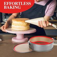 2pcs Non-Stick Flat Bottom Pan With Silicone Baking Mat, Prevents Cake Sticking To Bottom And Sides, Easy To Clean, Suitable For Cheesecake Pan - Multicolor - View 11