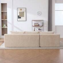 Modular Compression Sofa In Chenille Fabric, Filled With 30D High-Resilience Foam - Ivory - View 3
